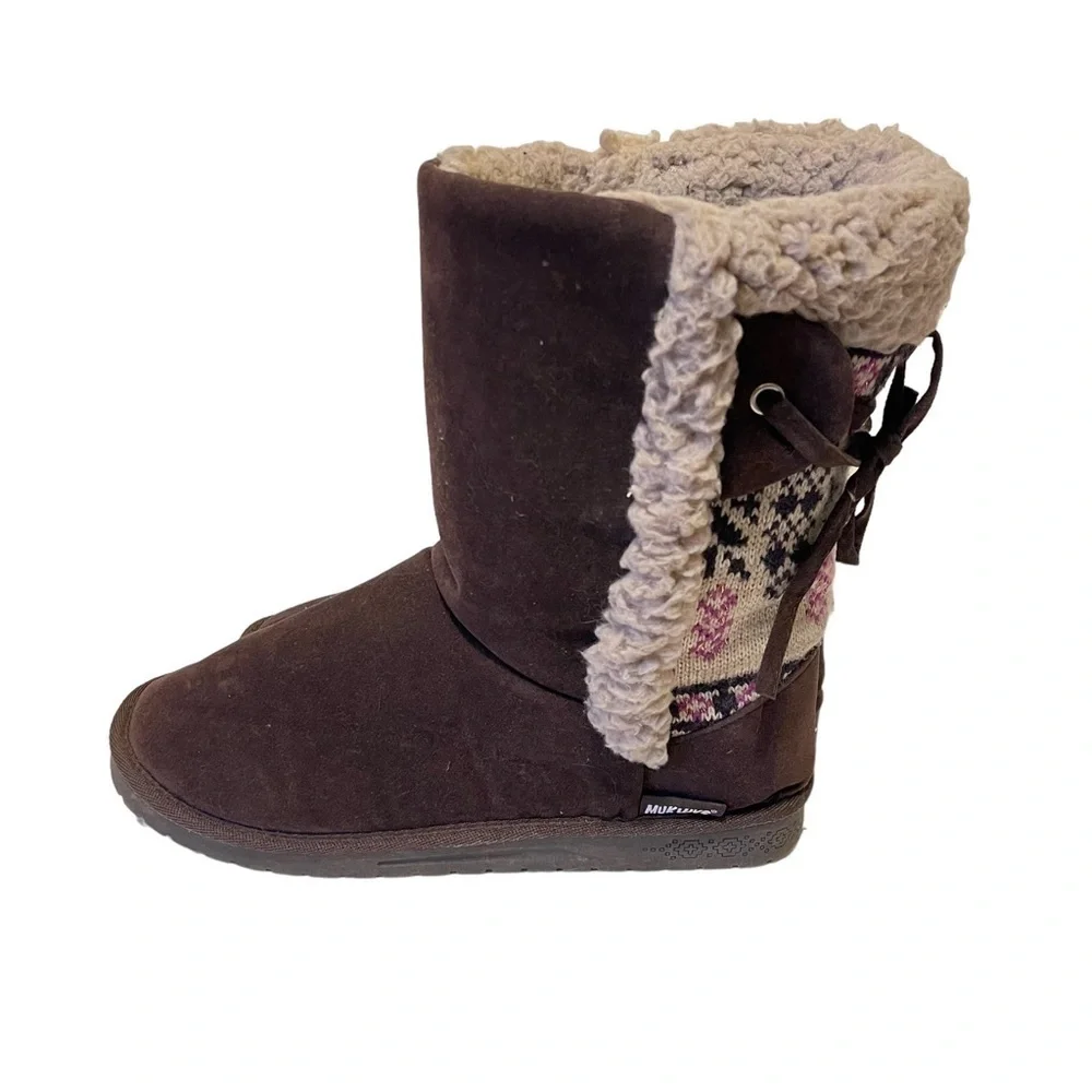 Women’s Brown Suede MUK LUKS Winter Boots - Picture 3 of 7